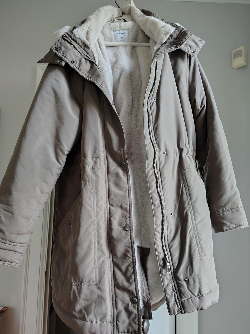 Old Navy Taupe Sherpa-Lined Jacket